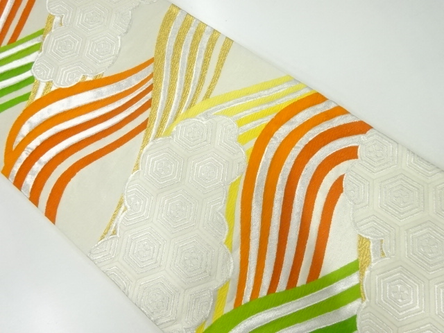 アンティーク　雲に波・亀甲模様織出し袋帯（材料）